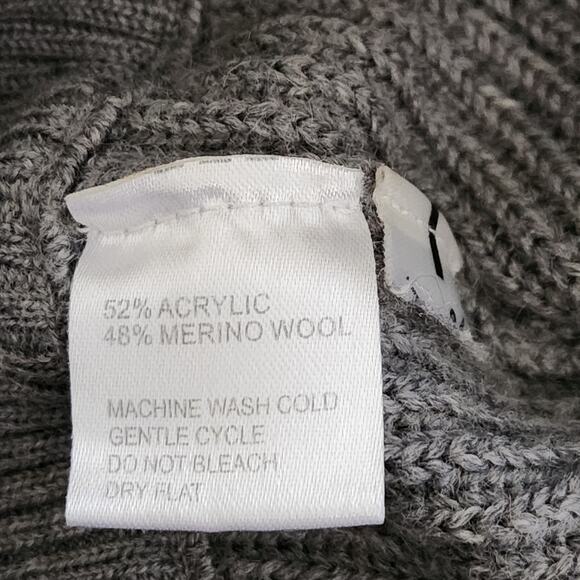 Loft Lounge Gray Ribbed Full Zip W/Button Up Collar Cardigan Small Wool - Picture 6 of 6